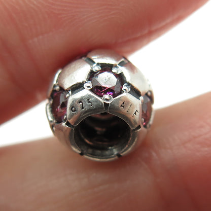 PANDORA 925 Sterling Silver Round-Cut Purple C Z Ball Bead Charm