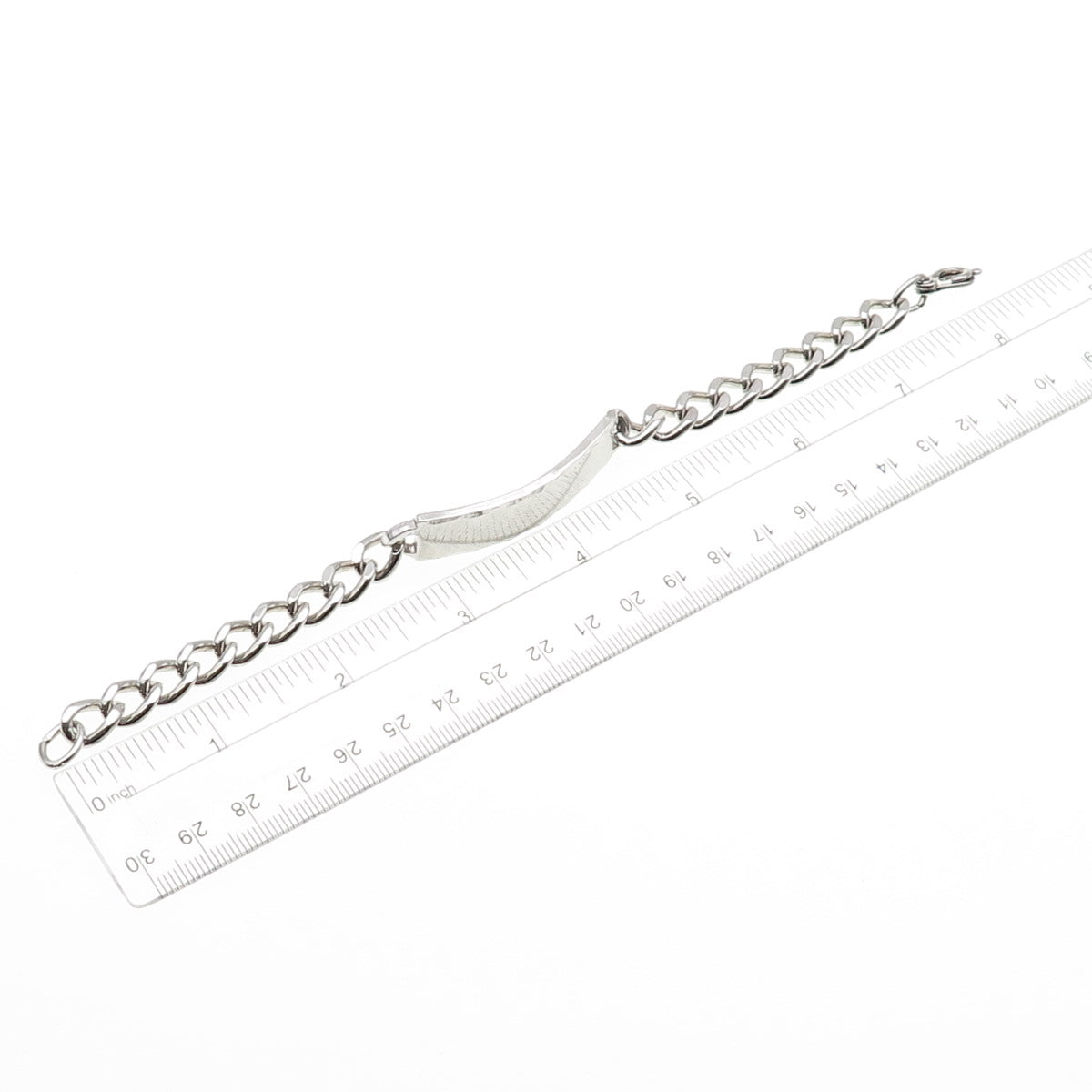 KALBE 925 Sterling Silver Vintage Curb Link ID Bracelet 7.75"