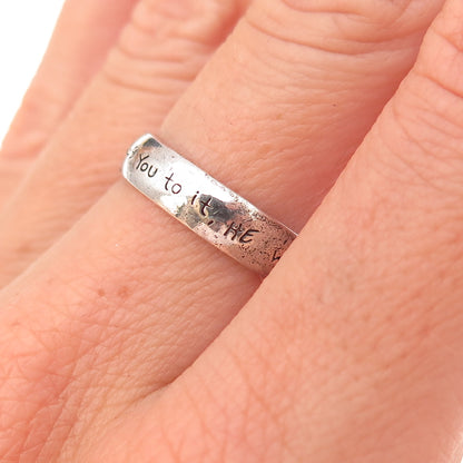925 Sterling Silver Vintage If God Brings You To It Oxidized Band Ring Size 6.75