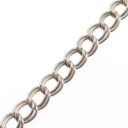 925 Sterling Silver Vintage Italy Double Curb Link Bracelet 6.5"