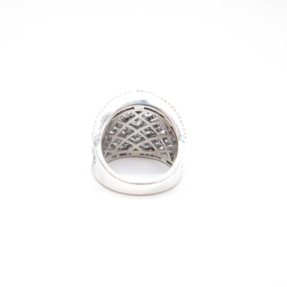925 Sterling Silver Pave C Z Ornate Ring Size 7.5