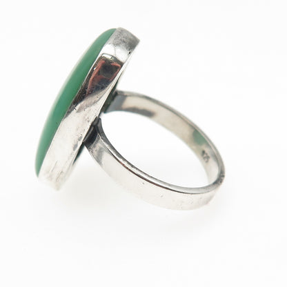 925 Sterling Silver Vintage Real Cabochon Chrysoprase Ring Size 8.5