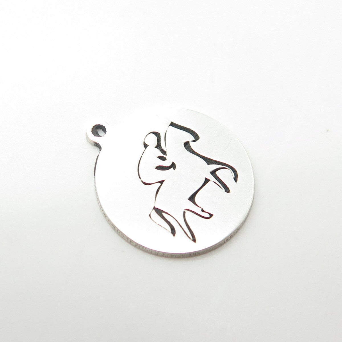 925 Sterling Silver USA Two In Town Rider & Horse Charm Pendant