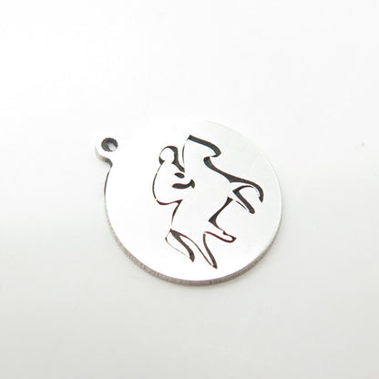 925 Sterling Silver USA Two In Town Rider & Horse Charm Pendant