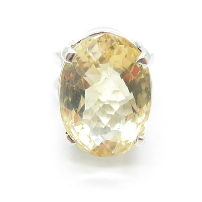 925 Sterling Silver Vintage Real Citrine Gemstone Ring Size 6.75