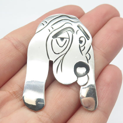 925 Sterling Silver Vintage Mexico Enamel Dog Pin Brooch