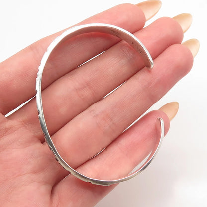 925 Sterling Silver Vintage Mexico Greek Maze Adjustable Cuff Bracelet 6"