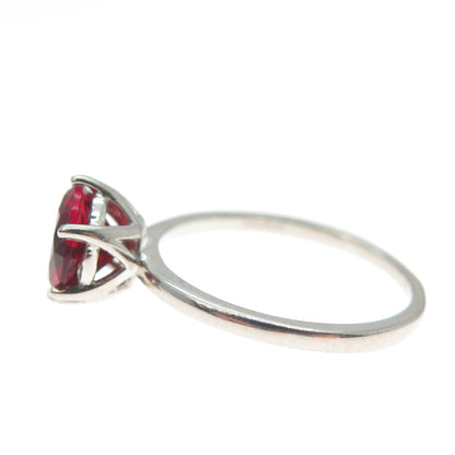 DAZZLERS 925 Sterling Silver Round-Cut Nano Red Garnet Ring Size 7