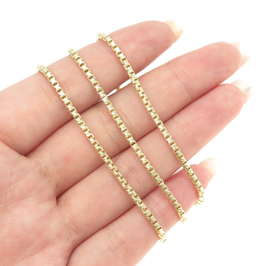 P. LUX 925 Sterling Silver Gold Plated Italy Round Box Chain Necklace 18"