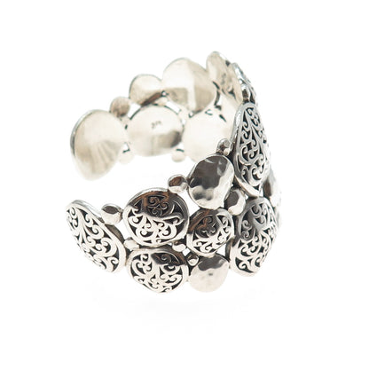 LOIS HILL Sterling Silver Vintage Signature Scroll Disc Adjustable Bracelet 6.5"