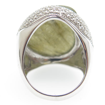 DSMK 925 Sterling Silver Real Labradorite Granulated Ring Size 7.25
