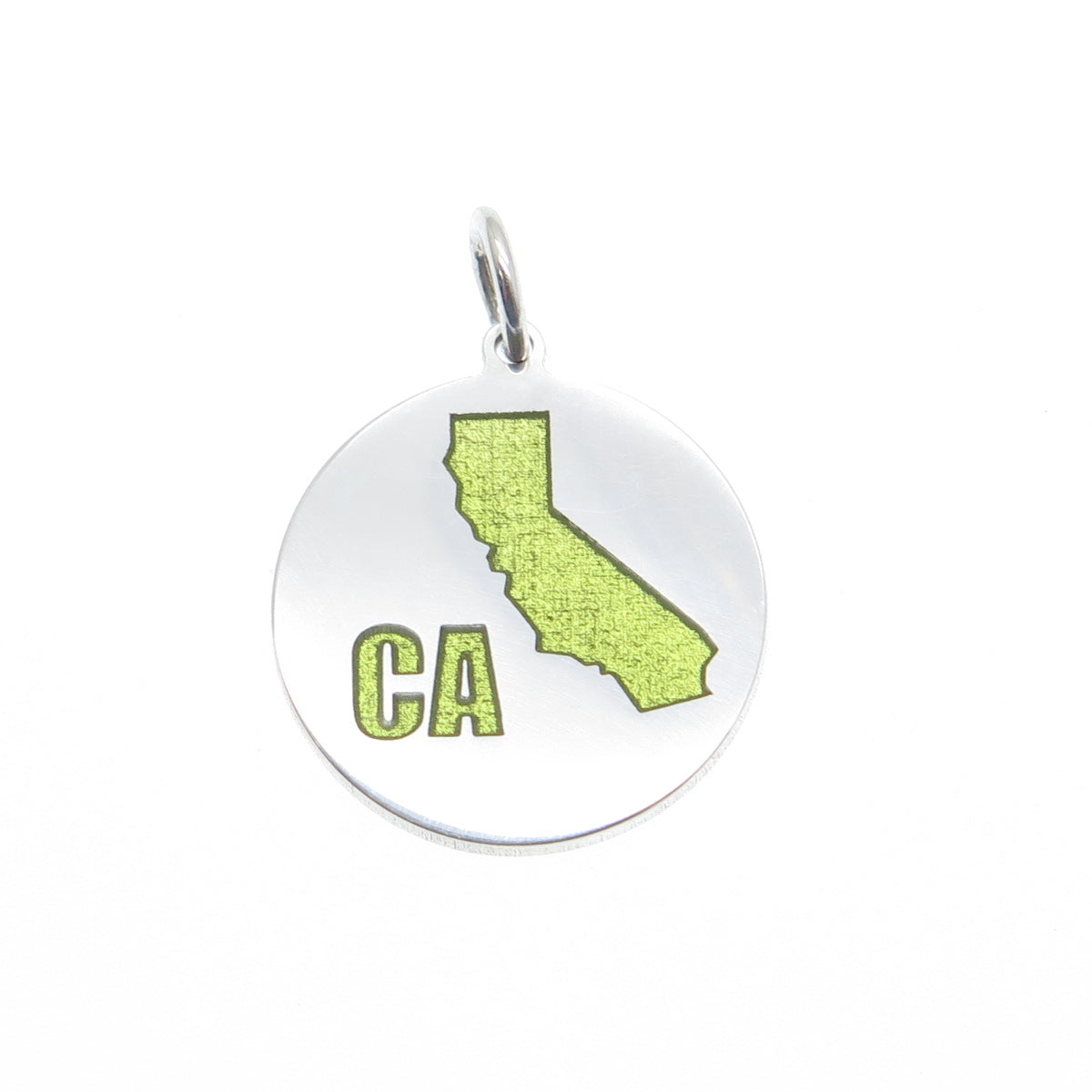 925 Sterling Silver Enamel California State Map Round Minimalist Charm Pendant