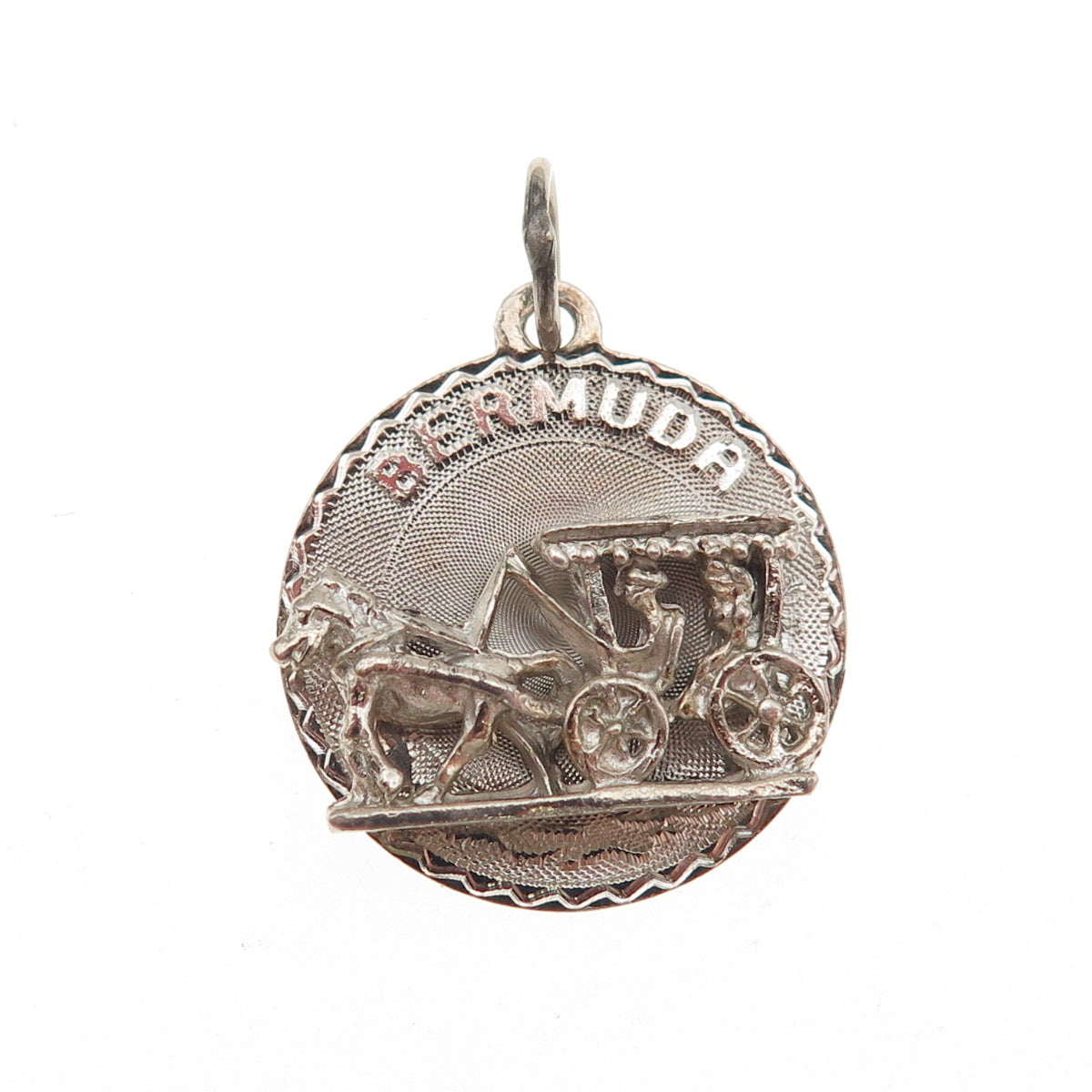 CREA 925 Sterling Silver Vintage Bermuda Carriage Mini Charm Pendant