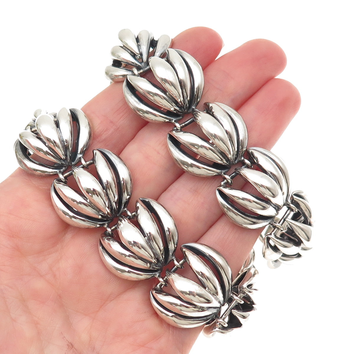 Shirley Henry Sterling Silver Vintage Modernist Heavy 103.8g Chain Necklace 16"