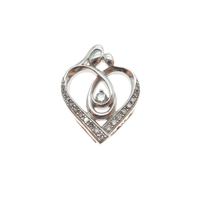 KENDRA SCOTT Sterling Silver Real Diamond Mom & Child Heart Mini Slide Pendant