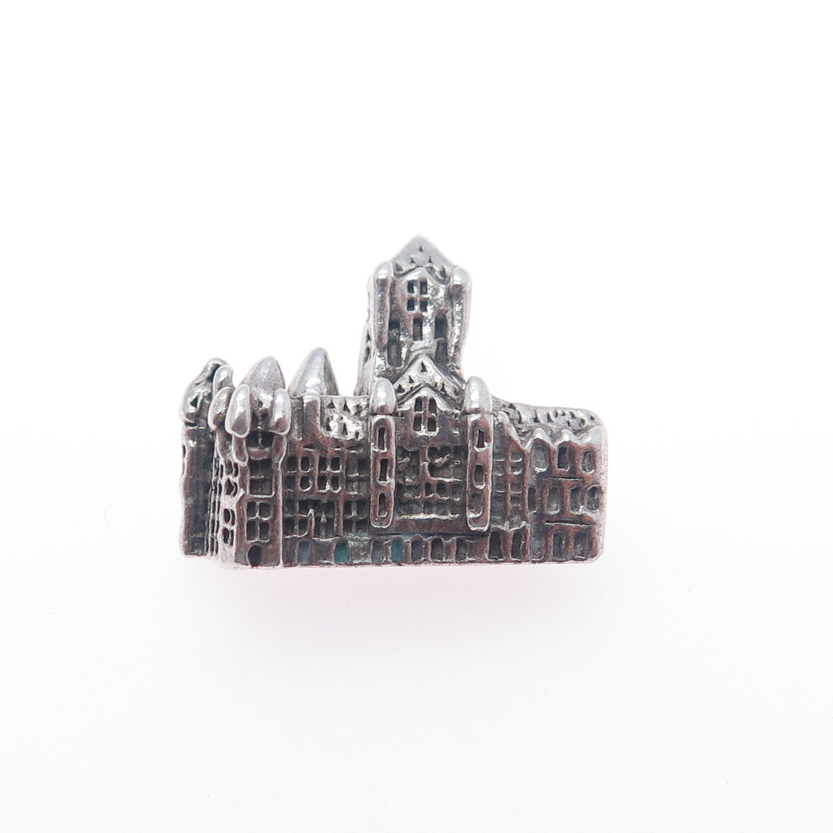 925 Sterling Silver Antique Chateau Frontenac Quebec Minimalist 3D Charm Pendant