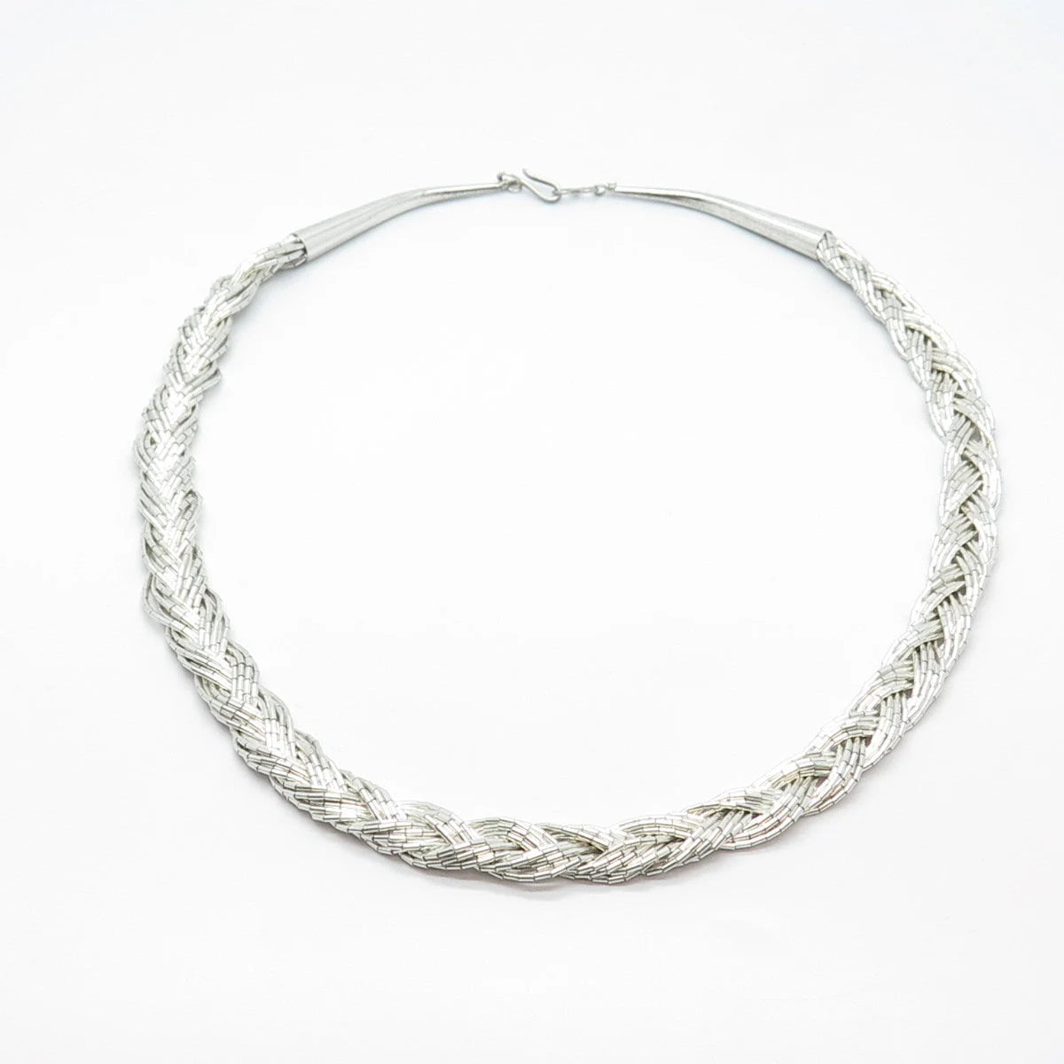 925 Sterling Silver Vintage Wicker Liquid Chain Tribal Necklace 18"