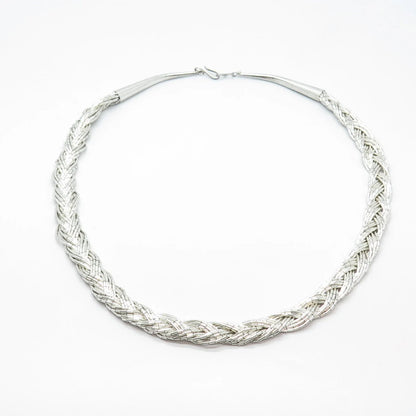 925 Sterling Silver Vintage Wicker Liquid Chain Tribal Necklace 18"