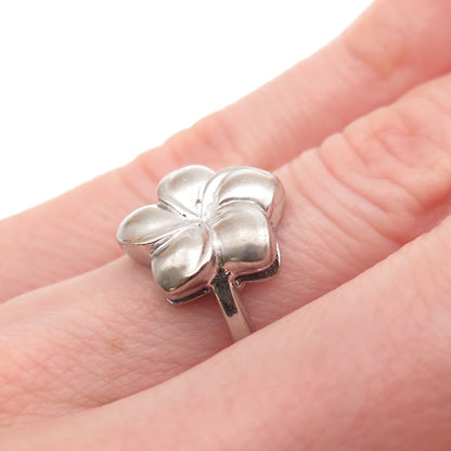 925 Sterling Silver Vintage Hawaiian Plumeria Flower Ring Size 6
