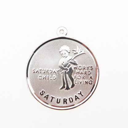 JAY POSON 925 Sterling Silver Vintage Saturday's Child Charm Pendant