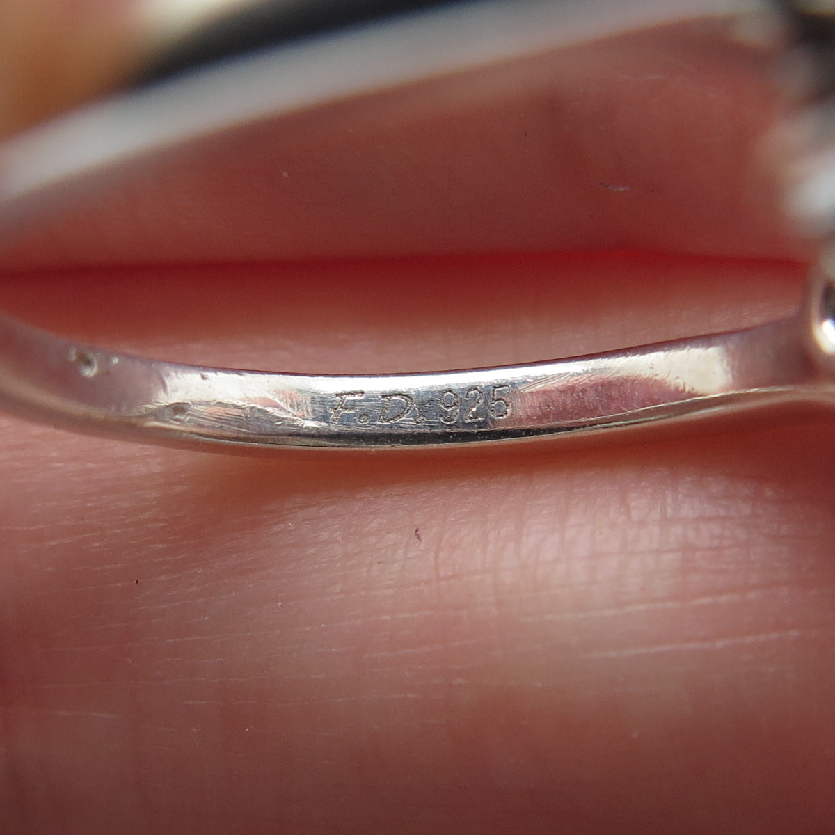 FD Felicia Design 925 Sterling Silver Real Diamond & Sapphire Ring Size 5.75