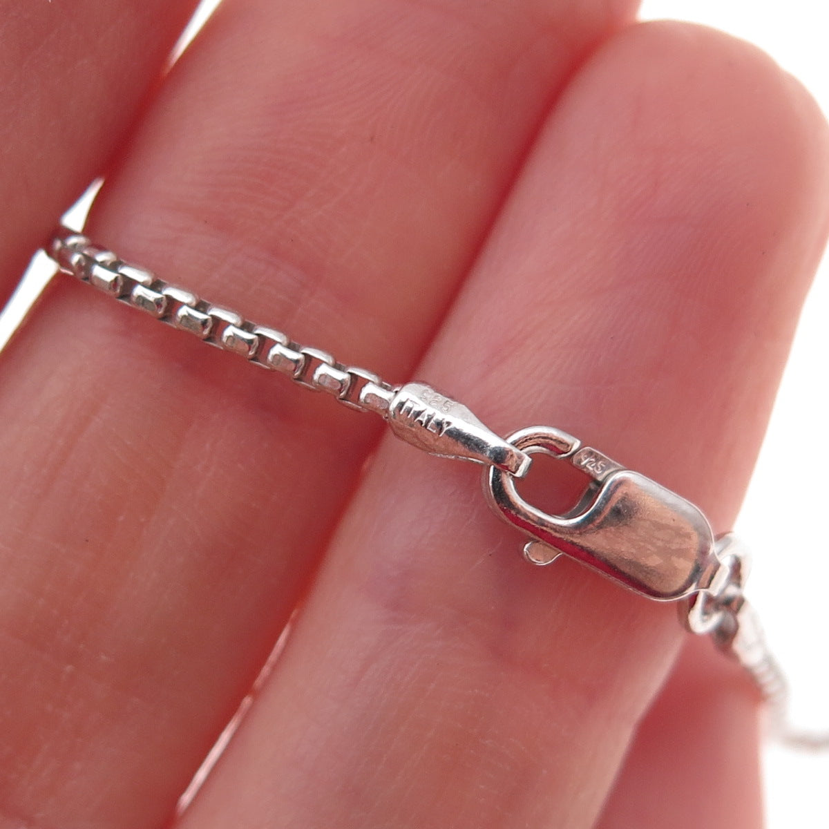 925 Sterling Silver Italy Round Box Chain Necklace 18"