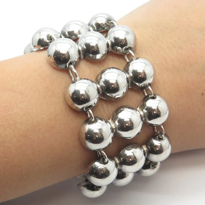 925 Sterling Silver Vintage Ball Link Bracelet 7"