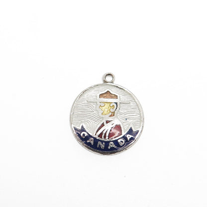 BREADNER CO. 925 Sterling Silver Vintage Enamel Canada Guard Minimalist Pendant
