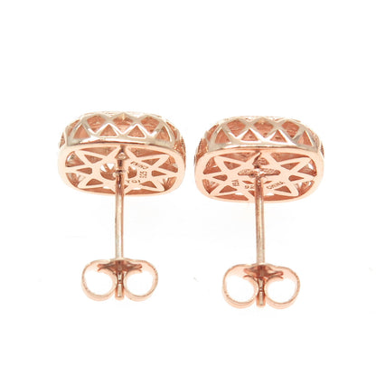 925 Sterling Silver Rose Gold Plated Round-Cut C Z Cushion Sun Earrings