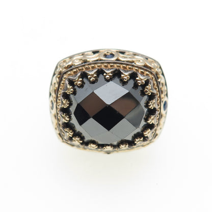 MICHAEL VALITUTTI Gems En Vogue Sterling 2-Tone Sapphire Hematite Ring Size 7.25