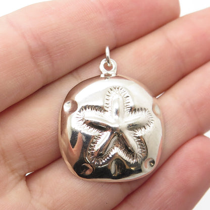 925 Sterling Silver Vintage Sand Dollar Textured Pendant