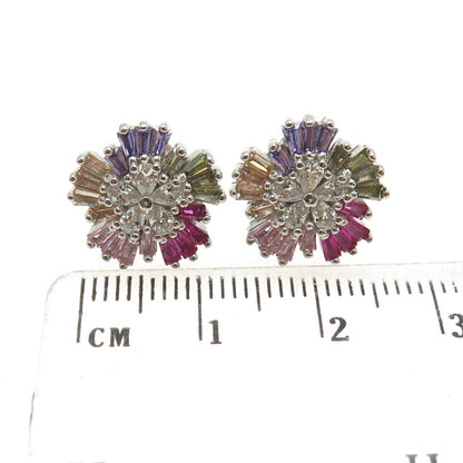 925 Sterling Silver Tapered Baguette Round & Pear-Cut Multi-Color C Z Earrings