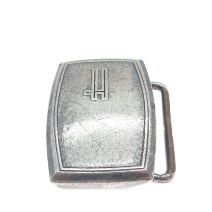 HICKOK 925 Sterling Silver Antique USA Letter "H" Initial Oxidized Belt Buckle