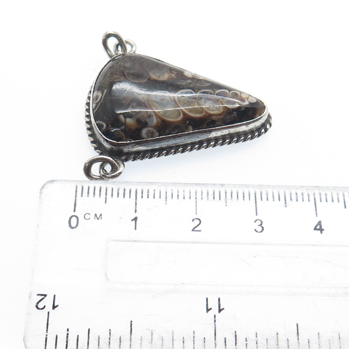 Old Pawn Sterling Silver Vintage Southwestern Fossil Agate Centerpiece Pendant