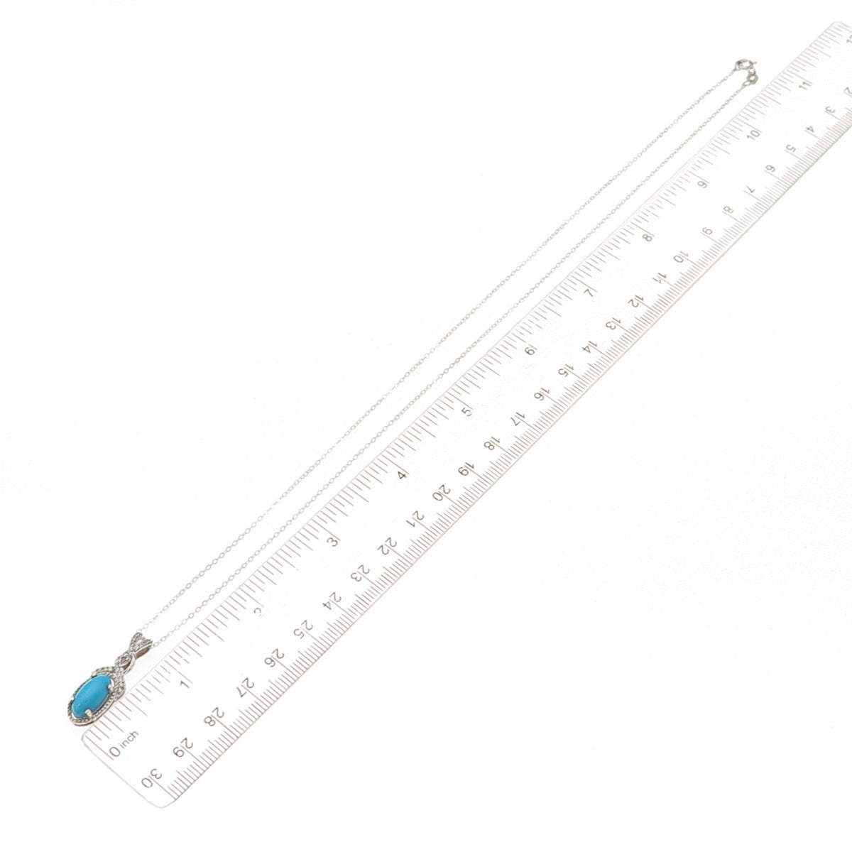 Chuck Clemency 925 Sterling Silver Real Turquoise & Topaz Chain Necklace 20"
