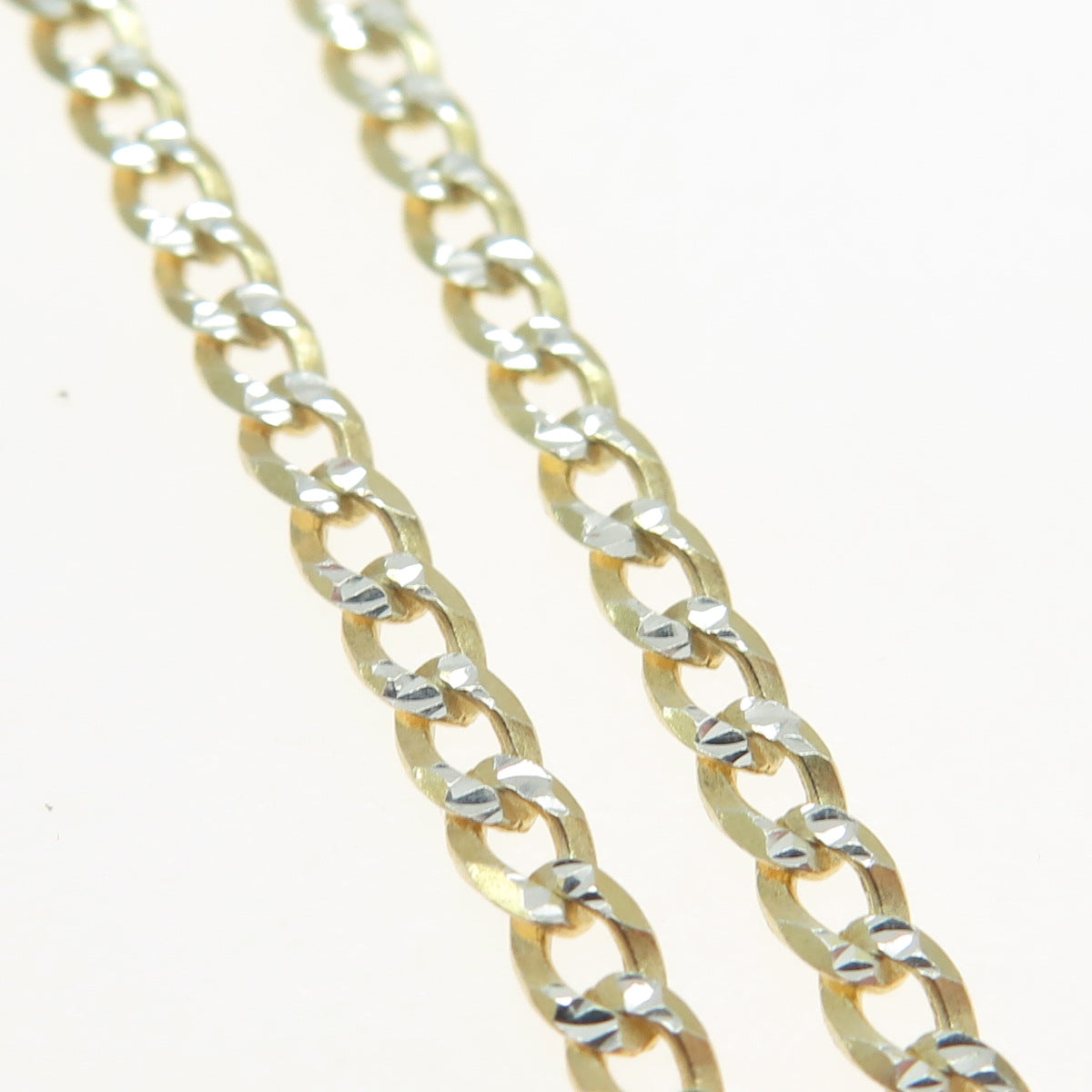 P. LUX 925 Sterling Silver 2-Tone Italy Diamond-Cut Curb Link Bracelet 8"