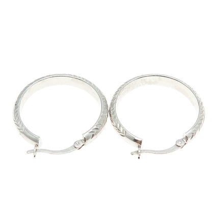 925 Sterling Silver Etched Arrow Hoop Earrings