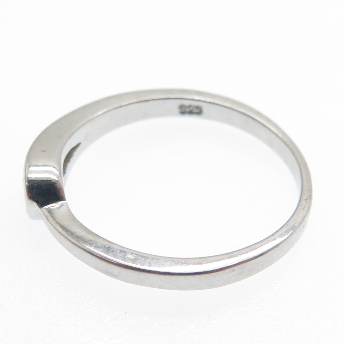 925 Sterling Silver Round-Cut C Z Hook & Eye Ring Size 6.75