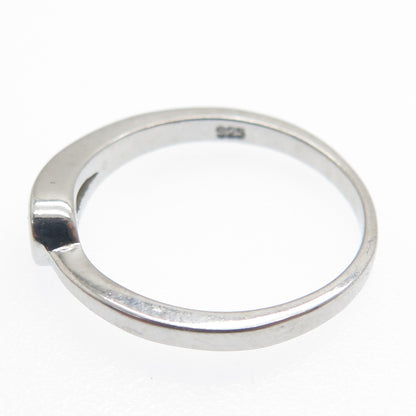 925 Sterling Silver Round-Cut C Z Hook & Eye Ring Size 6.75