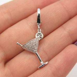 925 Sterling Silver / 14K Gold Alwand Vahan White Diamond Martini Glass Pendant