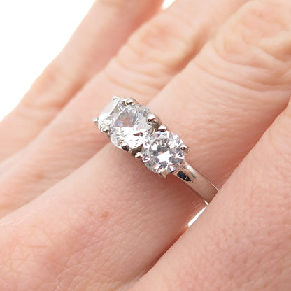 RJ Graziano 925 Sterling Silver Round-Cut C Z Engagement Ring Size 6.75