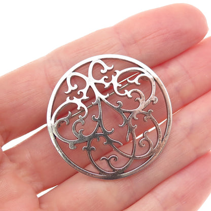 IC James Craig 925 Sterling Silver Vintage Ornate Floral Pin Brooch