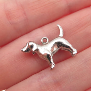 925 Sterling Silver Vintage Beagle Dog 3D Mini Charm Pendant