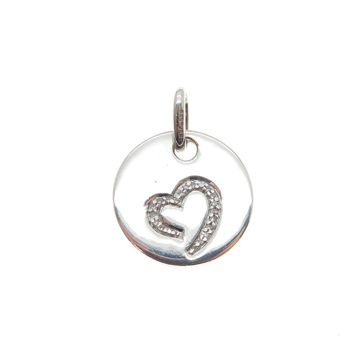 JANE SEYMOUR 925 Sterling Silver Real Diamond Open Your Heart Mini Pendant