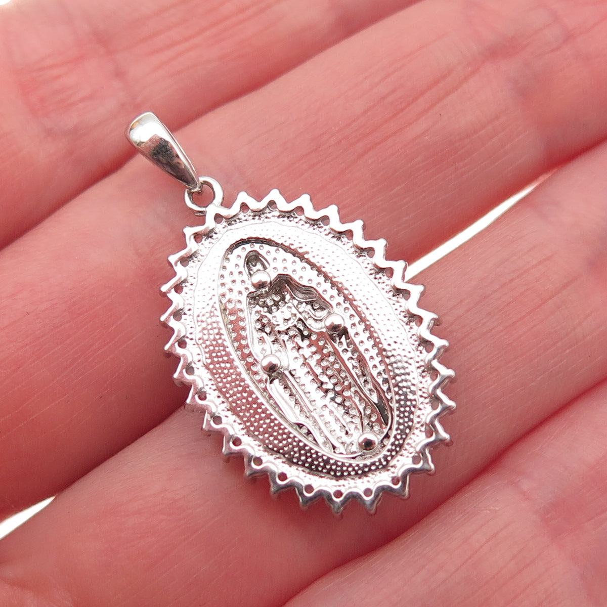 RL Richline 925 Sterling Silver Real Opal & White Topaz St. Mary Pendant