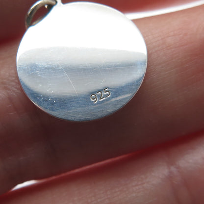 925 Sterling Silver Enamel Dog & Cat Friendship Round Minimalist Charm Pendant
