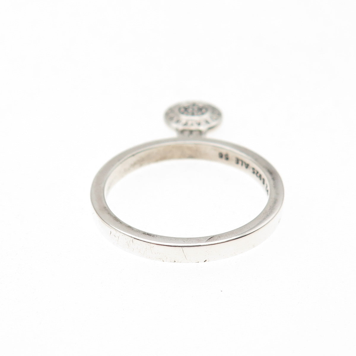 Pandora 925 Sterling Silver C Z Signature Logo Padlock Charm Ring Size 7.75