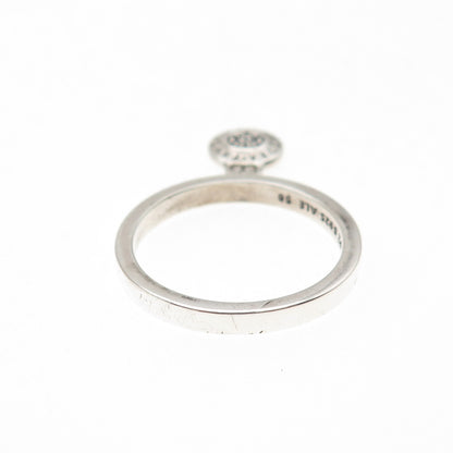 Pandora 925 Sterling Silver C Z Signature Logo Padlock Charm Ring Size 7.75