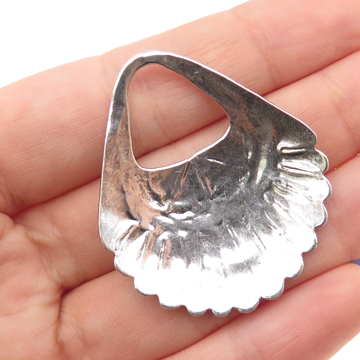 Old Pawn 925 Sterling Silver Vintage Southwestern Concho Oxidized Tribal Pendant