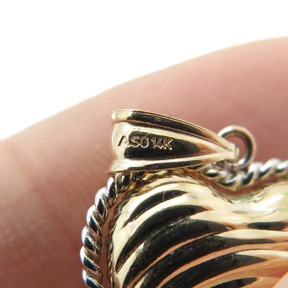 14K Yellow Gold Wavy Roped Heart Minimalist Charm Pendant